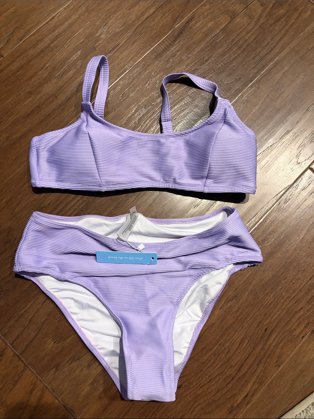 Cupshe Lavender Ribbed Two-Piece Bikini